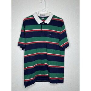 VTG Munsingwear Penguin Men's Polo Shirt Size L Green Blue Stripe Grand Slam USA